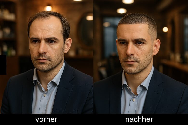 Buzz Cut vorher vs. nachher