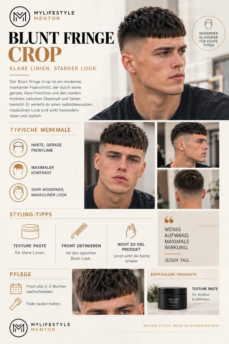 Blunt Fringe French Crop mit harter, gerader Frontlinie
