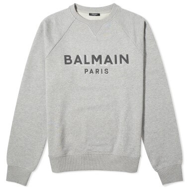 Sweats: Balmain Sweatshirt mit Flock-Logo und Rundhalsausschnitt