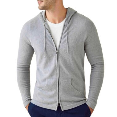 Premium-Sweater: Luca Faloni Kapuzenpullover aus reinem Kaschmir mit Reißverschluss