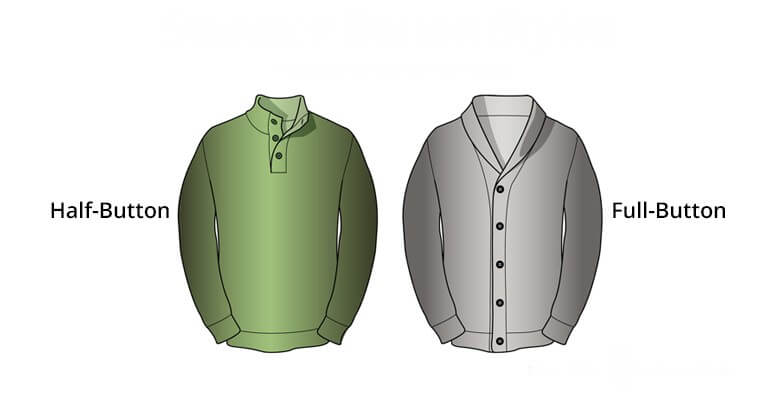 Pullovertypen: Button-Styles