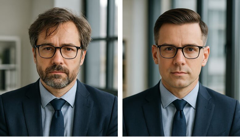 Business Frisuren Männer - Ivy League Schnitt vorher nachher