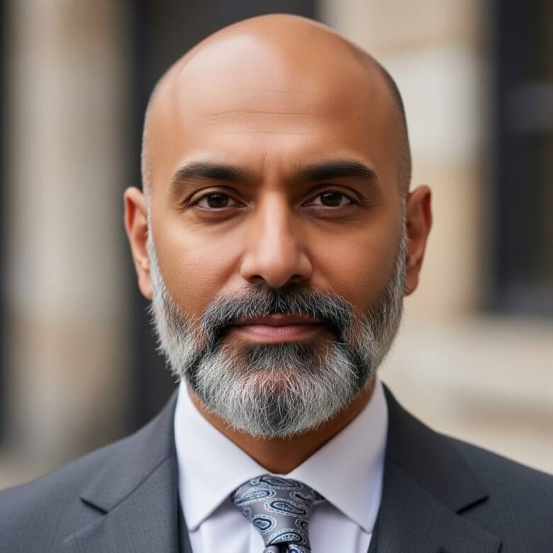 Elegante Business-Frisuren - Glatze mit gepflegtem Bart