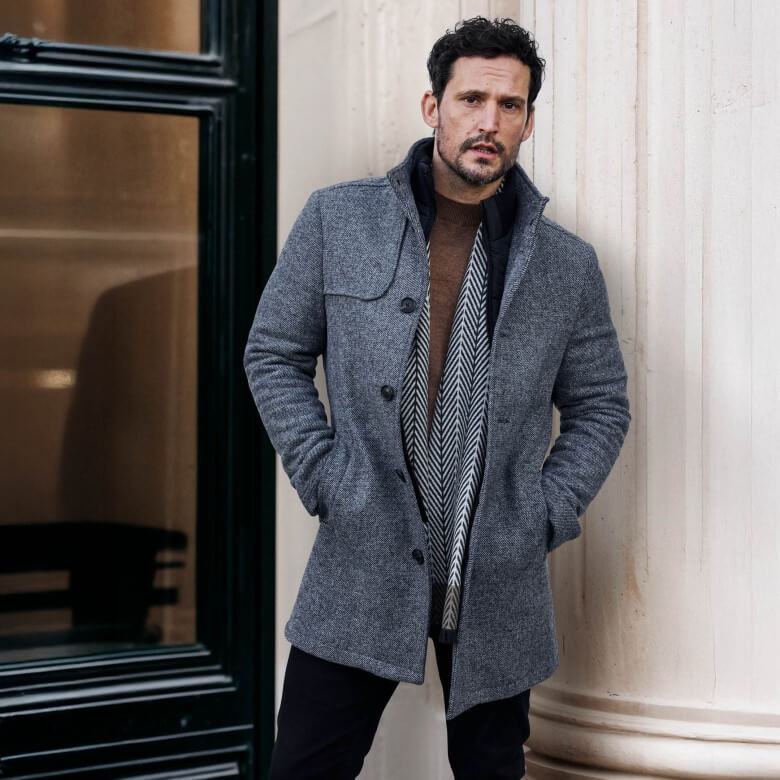 Männermode im Winter - Grau und Marineblaue WInterkleidung