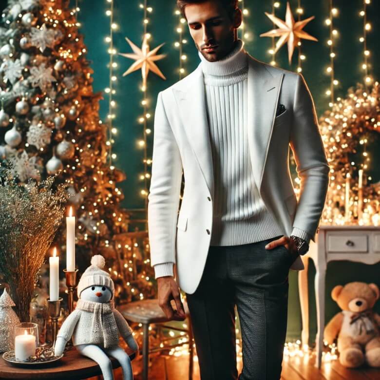 Rollkragenpullover zu Weihnachten tragen