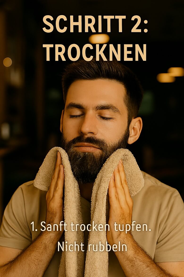 Bart reinigen: Schritt 2 - Bart trocknen