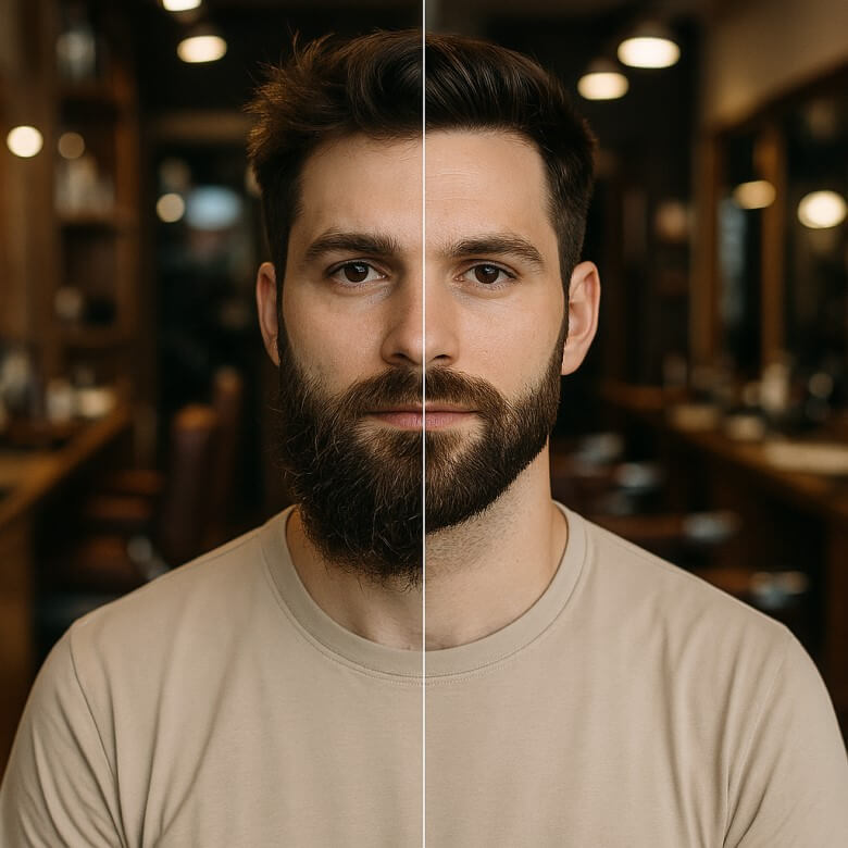 Vollbart vorher-nachher-Vergleich