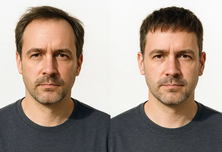 Frisuren die jünger machen Männer - Vorher-Nachher-Vergleich