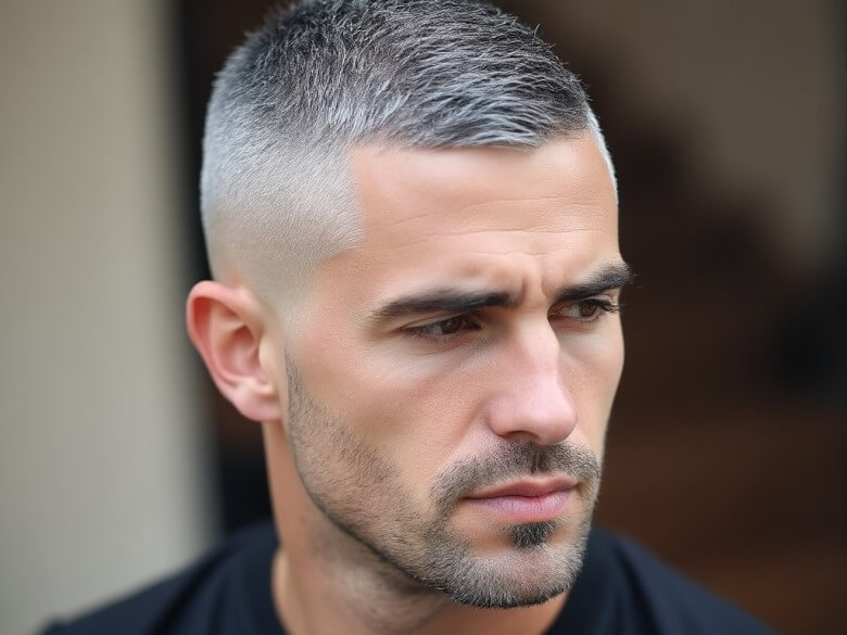 Frisuren für graue Haare Männer - Grey Buzz Cut