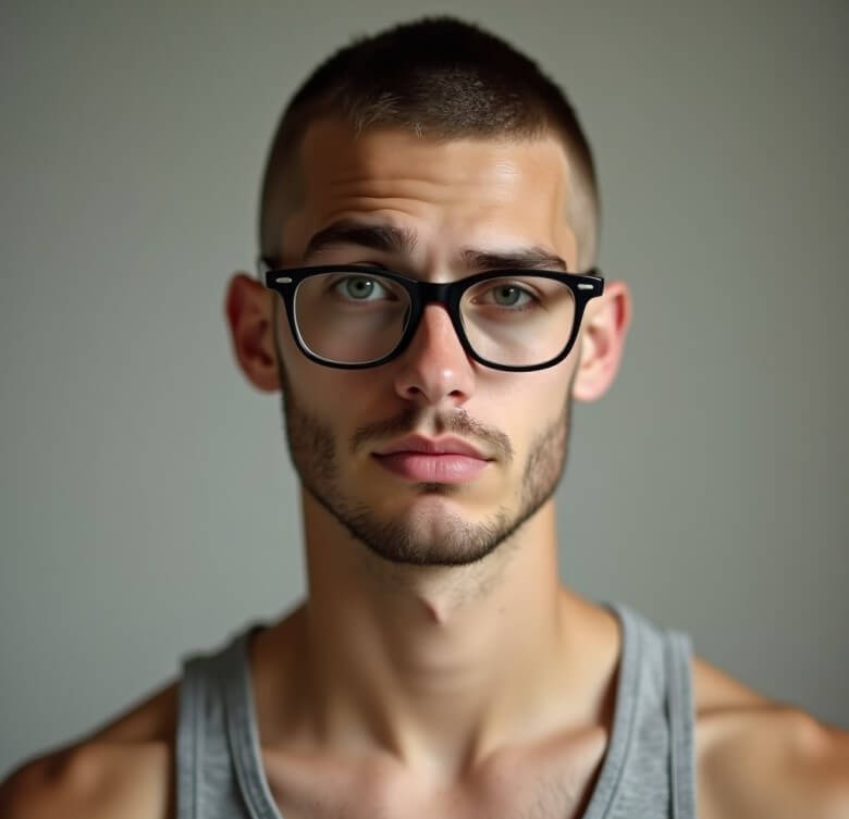 Männerfrisuren mit Brille - Buzz Cut