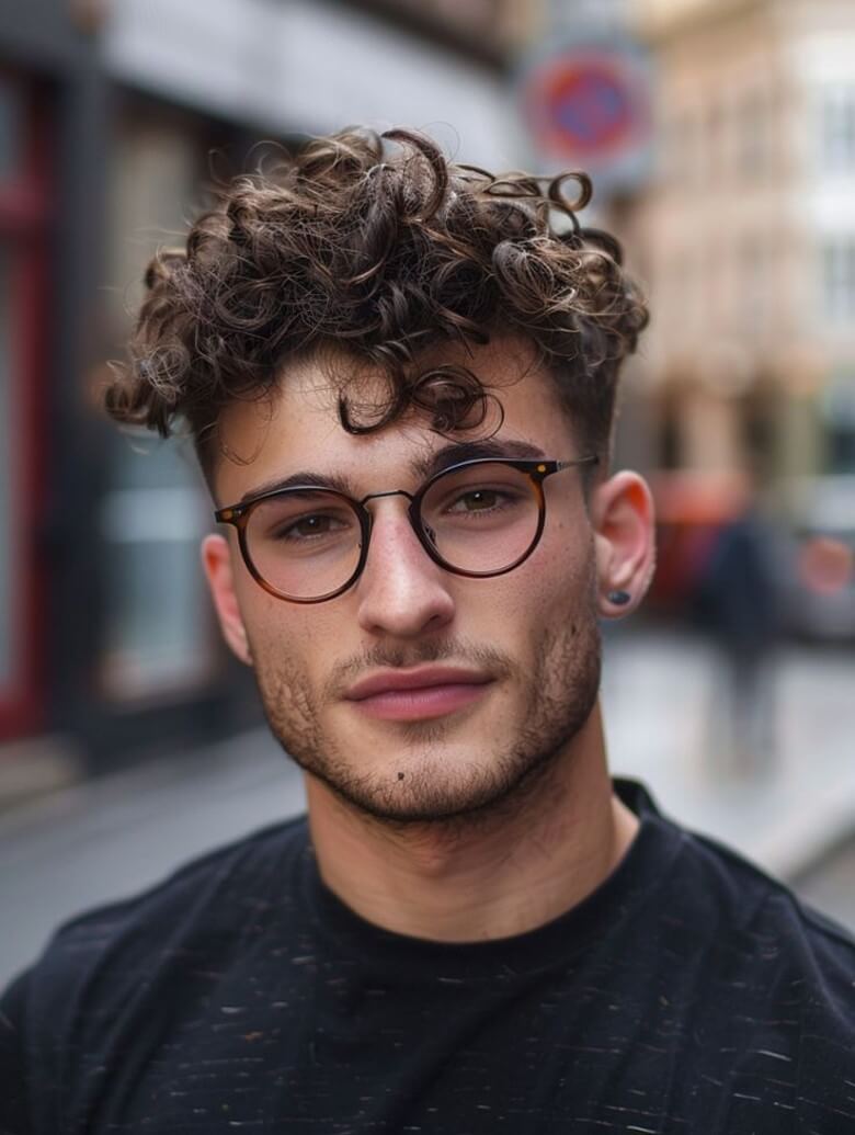 Männerfrisuren - Brille + Locken