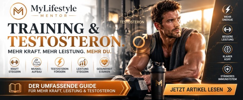 Trainierender Mann mit Hanteln – visuelle Verbindung zwischen Krafttraining und höherem Testosteronspiegel