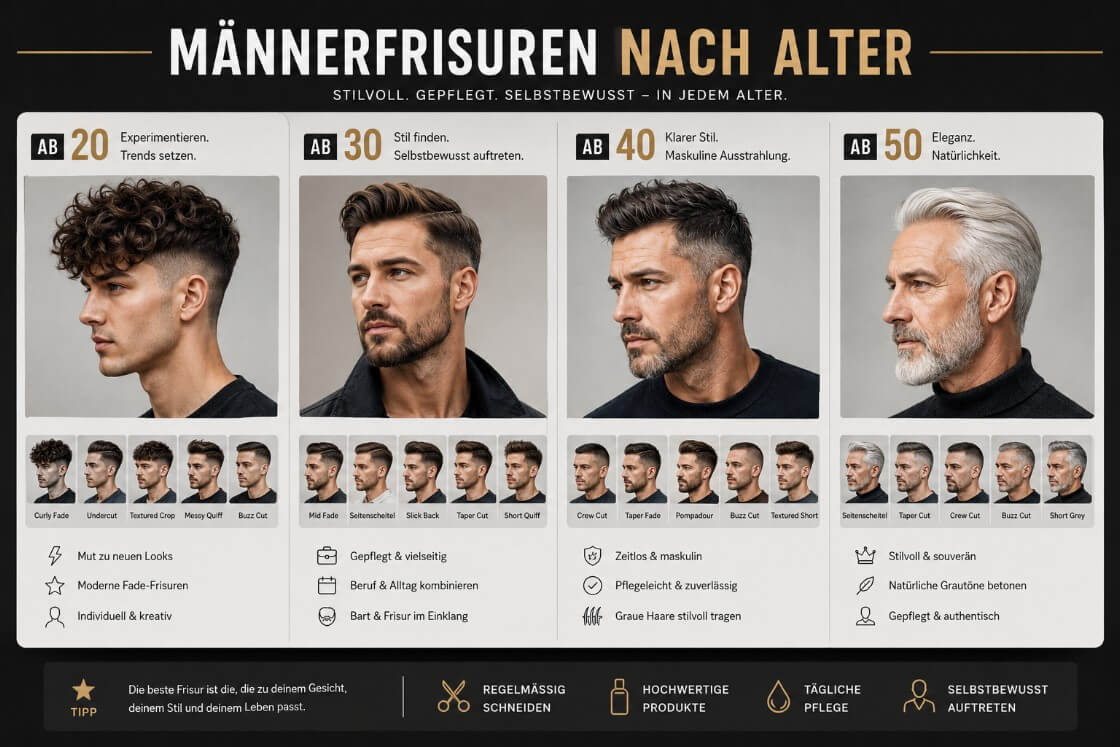 Männerfrisuren nach Alter finden