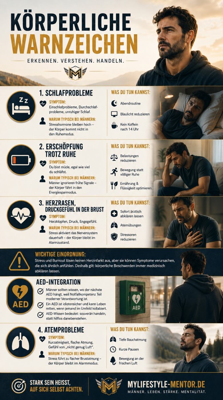 Burnout körperliche Symptome Mann