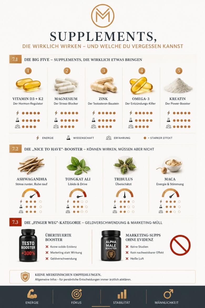 Mehr Energie und Testosteron durch Supplements