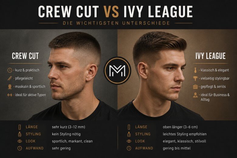 Crew Cut vs. Ivy League Vergleich