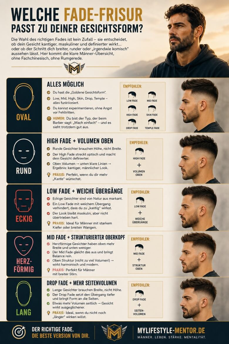 Fade Haarschnitt für runde Gesichtsform