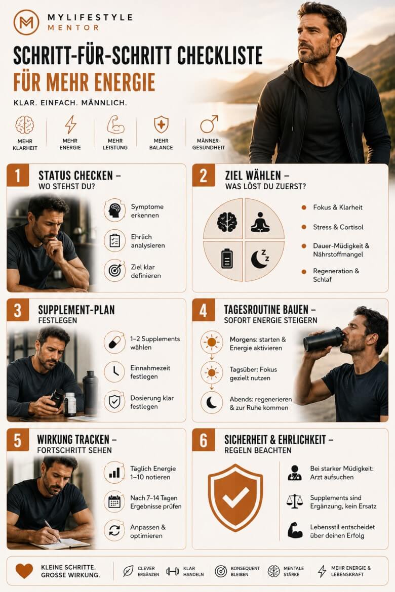 Supplements für mehr Energie Mann