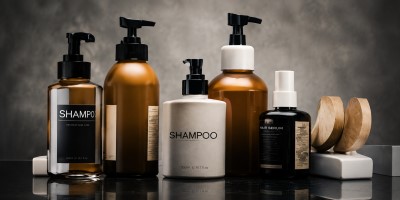Pflegeprodukte für Männerhaar – Shampoo, Conditioner und Stylingcreme in modernen Flaschen