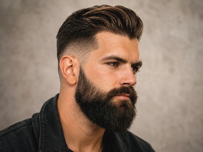 Markanter Vollbart für Männer mit dichtem Bartwuchs und klarer Form – maskuliner, kraftvoller Stil für selbstbewusste Typen.