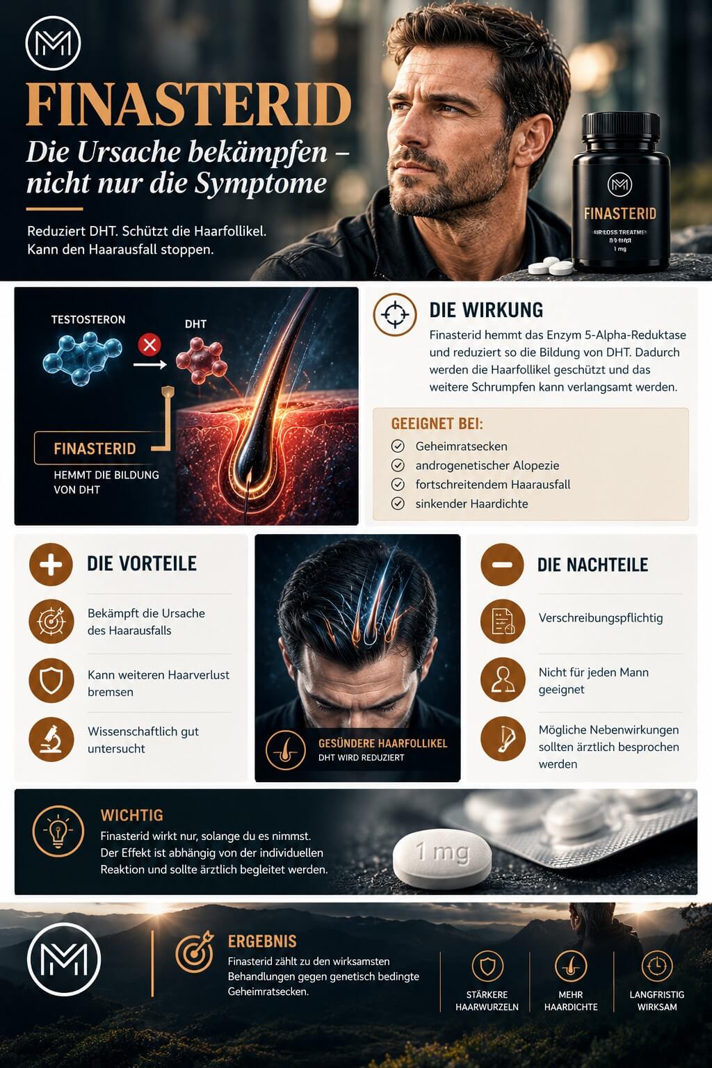Finasterid gegen Geheimratsecken und erblich bedingten Haarausfall