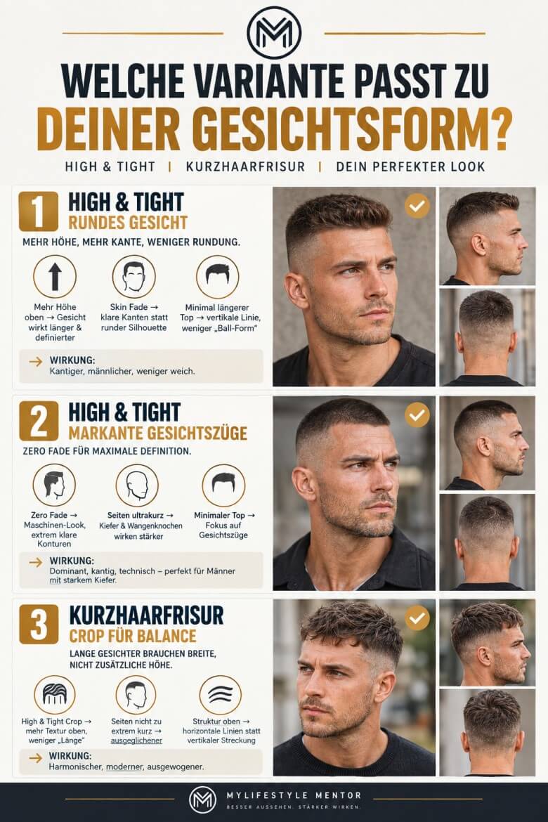High & Tight nach Gesichtsform – passende Varianten für Männer