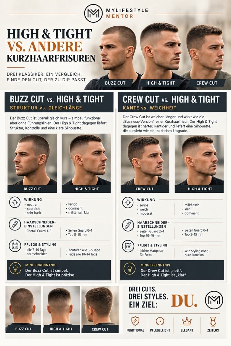 Vergleich High & Tight mit anderen Kurzhaarfrisuren