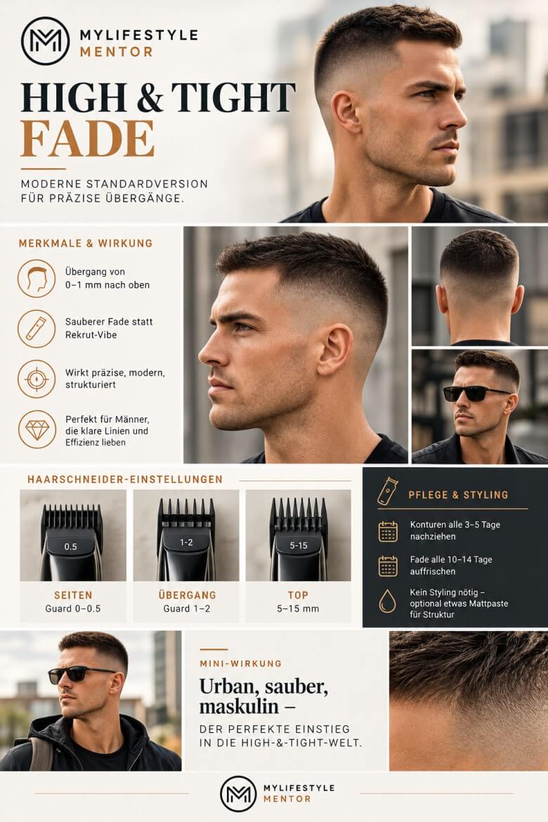 High & Tight Fade – hoher Übergang für klaren Look