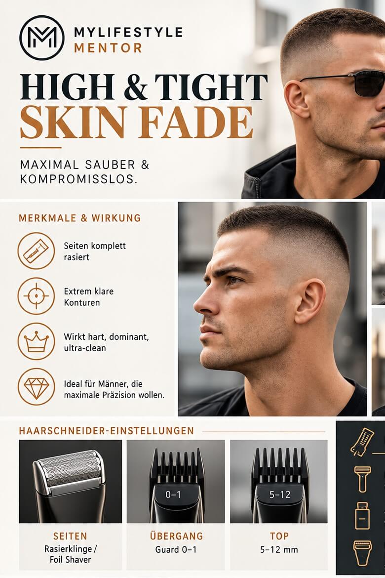 High & Tight Skin Fade – komplett rasierte Seiten